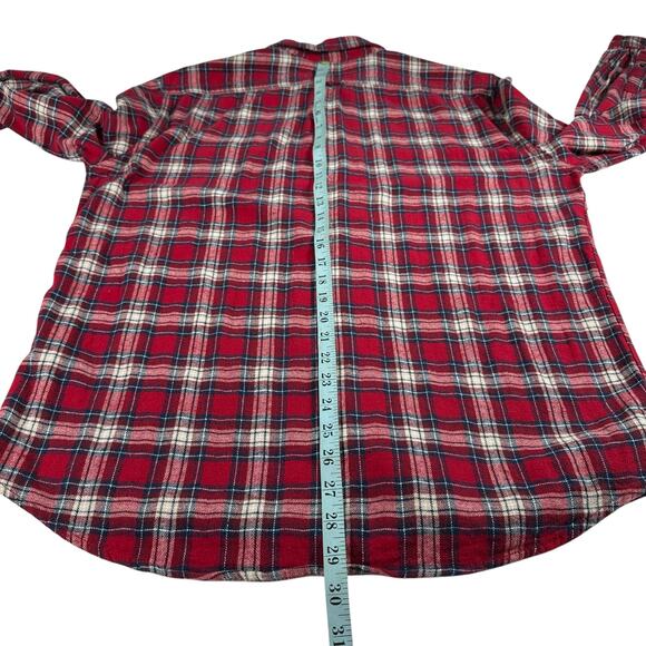 WOOLRICH Mens Large Red Plaid Flannel Button Down Shirt Long Sleeve VTG Y2K - Picture 11 of 12